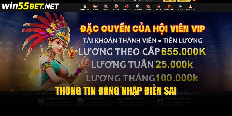 Thông Tin Đăng Nhập Điền Sai